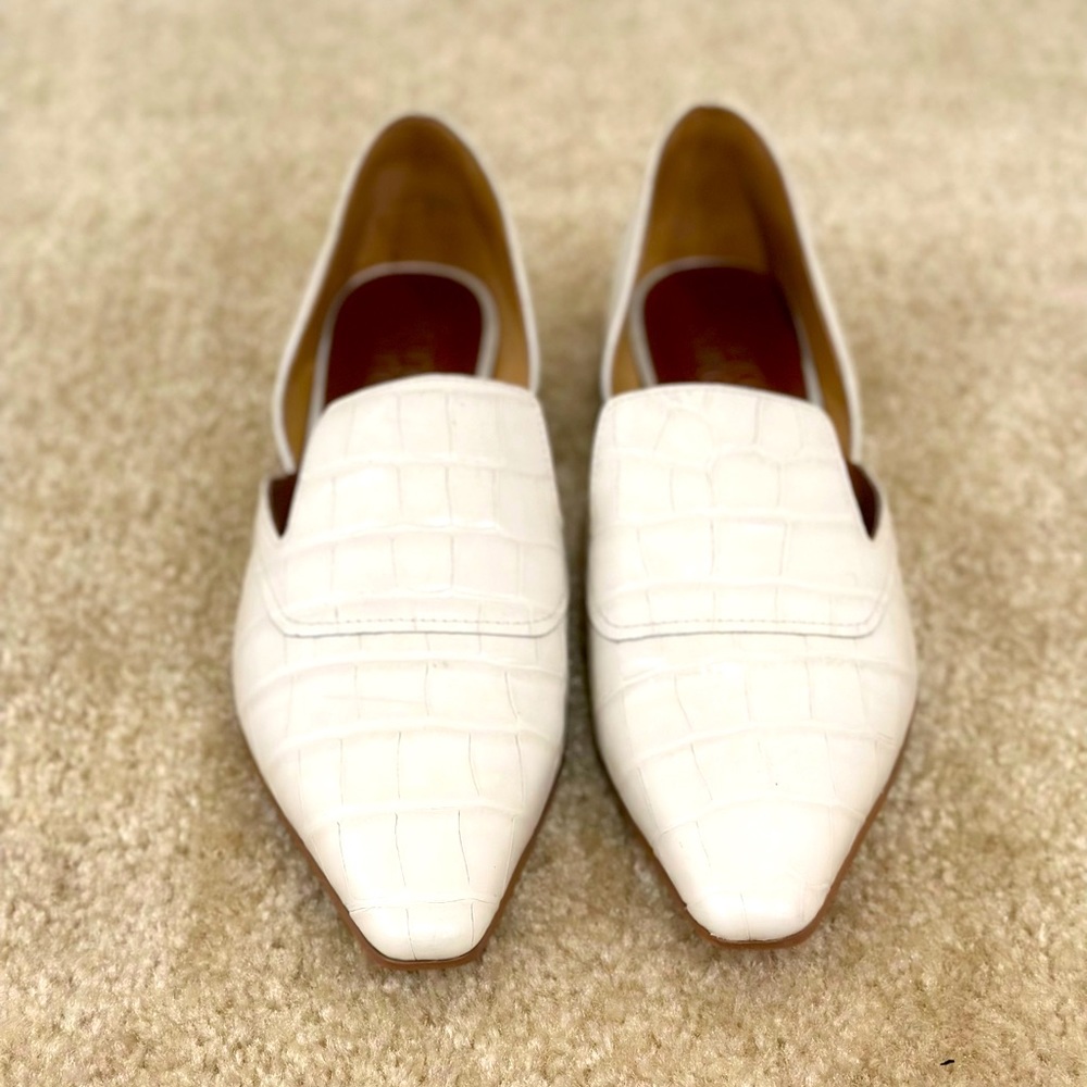 Franco Sarto White Croc-Embossed Loafers - Picture 4 of 7